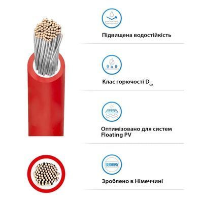 Кабель для солнечных панелей KBE Solar DB+ 6,00 (бухта 500м) Q red (RT) verz EN 50618, IEC 62930, 2 PFG 1169/10.19 1540346 фото