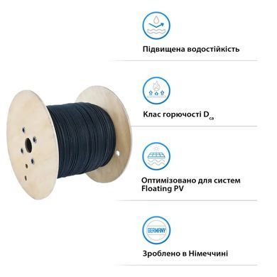 Кабель для солнечных панелей KBE Solar DB+ 6,00 (бухта 500м) Q black (SW) verz EN 50618, IEC 62930, 2 PFG 1169/10.19 1540347 фото